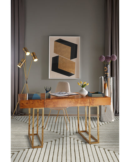 Inkdrop Camel & Ivory Flatwoven Rug by Jonathan Adler