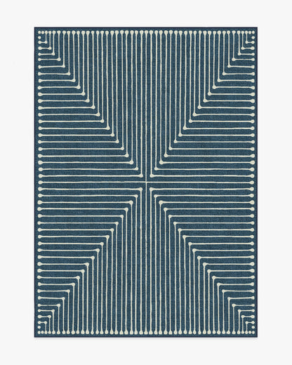 Inkdrop Lapis Blue Flatwoven Rug by Jonathan Adler