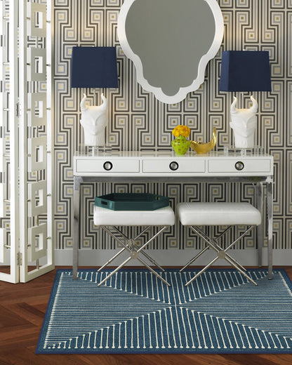 Inkdrop Lapis Blue Flatwoven Rug by Jonathan Adler