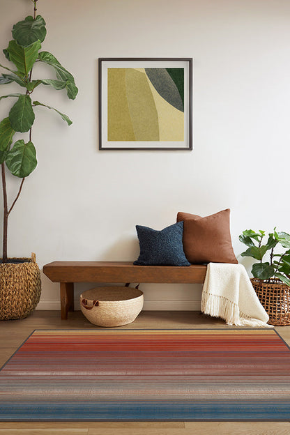 Linear Striped Multicolor Flatwoven Rug