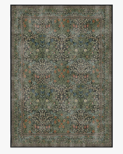 Blackthorn Forest Green Rug by Morris & Co.