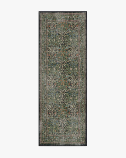 Blackthorn Forest Green Flatwoven Rug by Morris & Co.