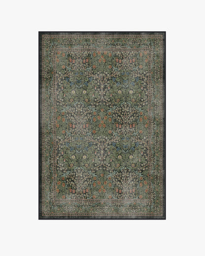 Blackthorn Forest Green Flatwoven Rug by Morris & Co.