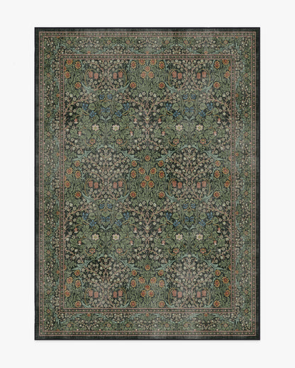 Blackthorn Forest Green Flatwoven Rug by Morris & Co.