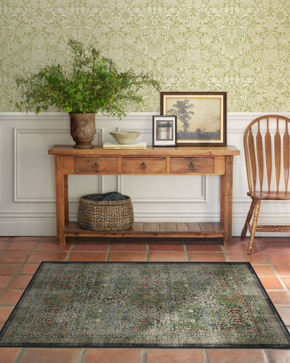 Blackthorn Forest Green Rug by Morris & Co.