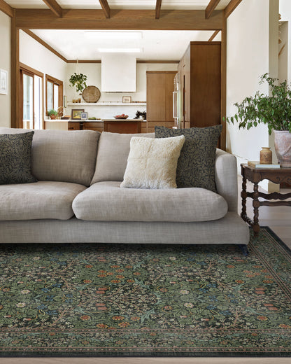 Blackthorn Forest Green Rug by Morris & Co.