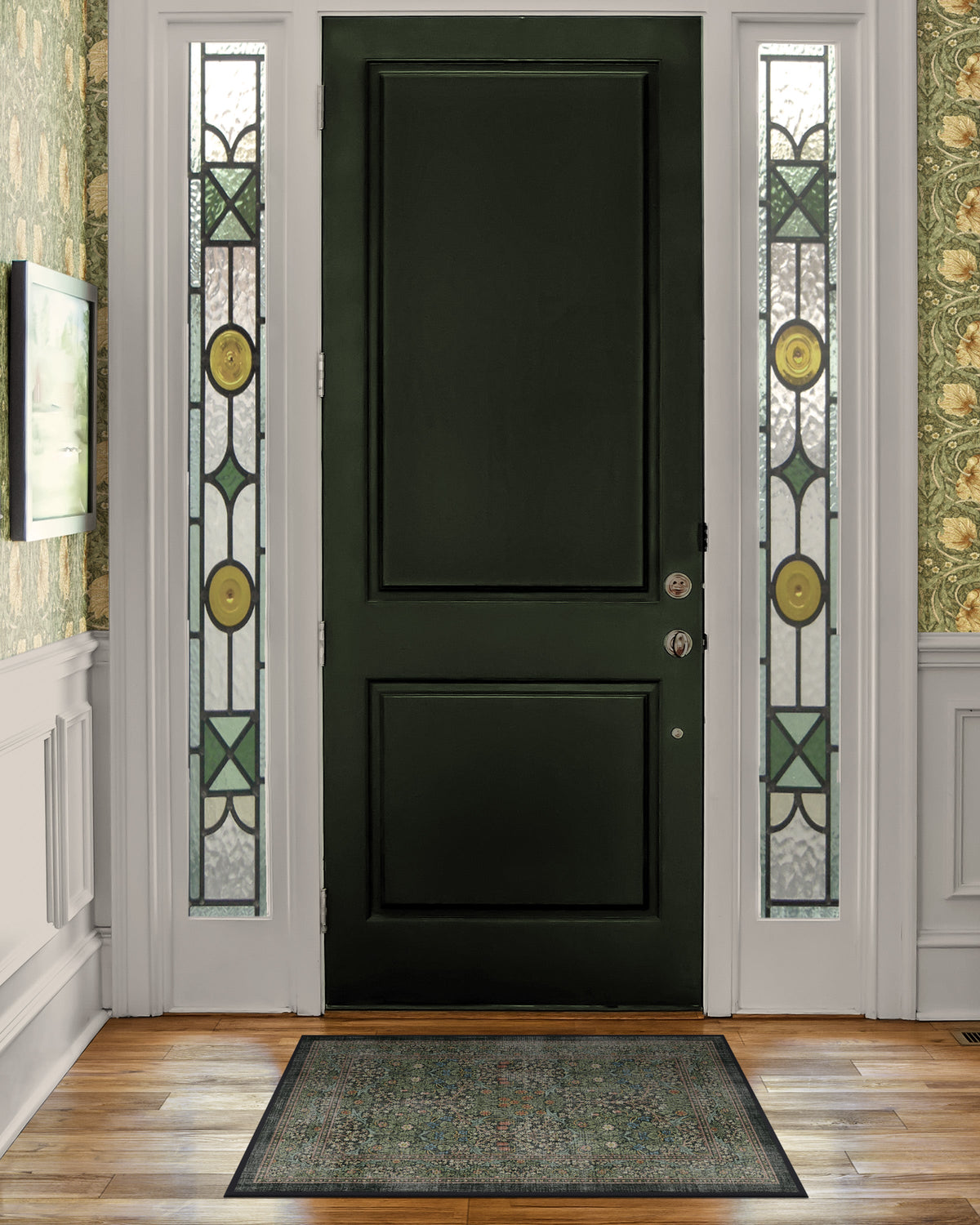 Blackthorn Forest Green Flatwoven Rug by Morris & Co.