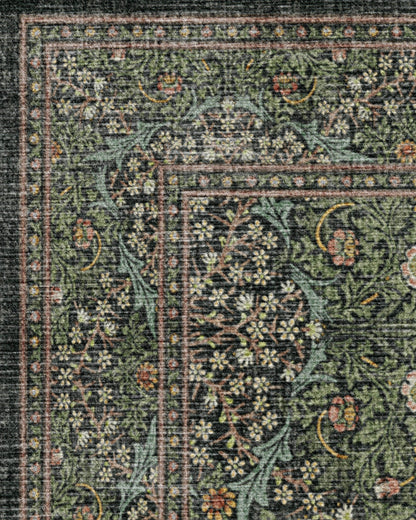 Blackthorn Forest Green Flatwoven Rug by Morris & Co.